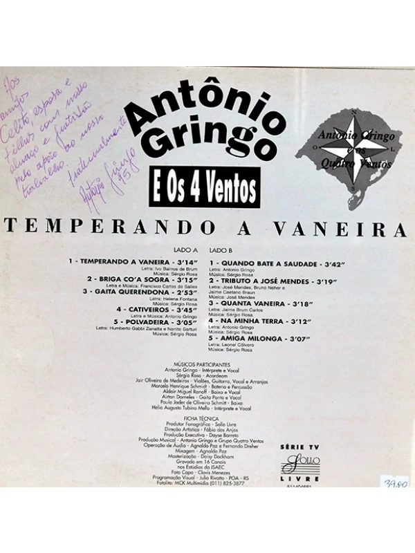 LP Temperando a Vaneira - Antônio Gringo e os 4 Ventos