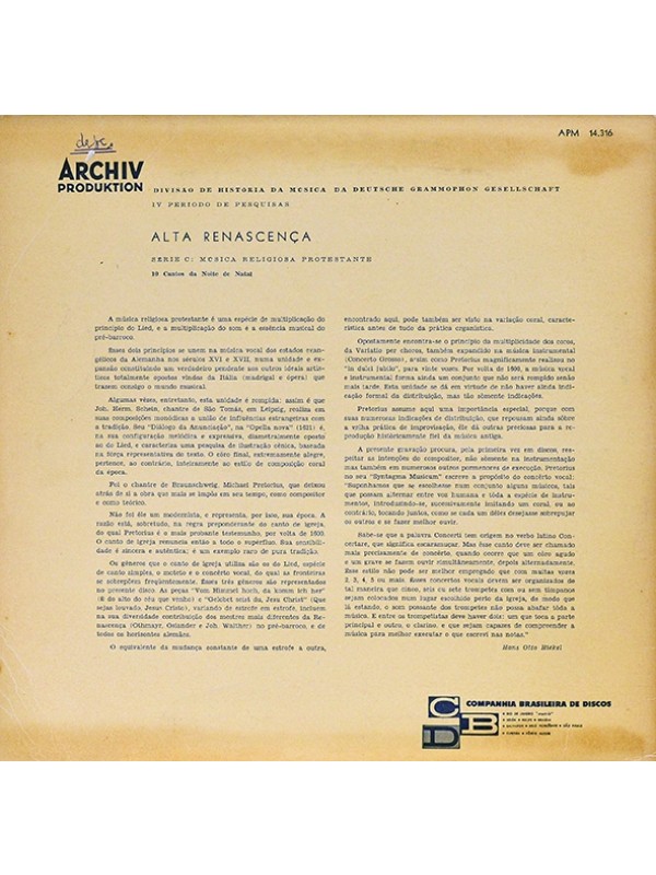 LP Archiv Produktion - Divisão da história da música da Deutsche Grammophon Gesellschaft