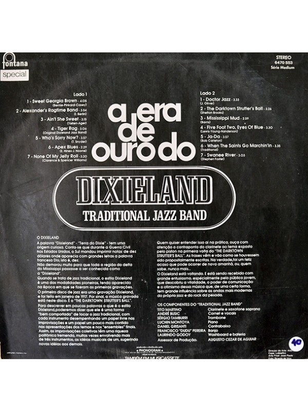 LP A Era de ouro do Dixieland Tradicional Jazz Band