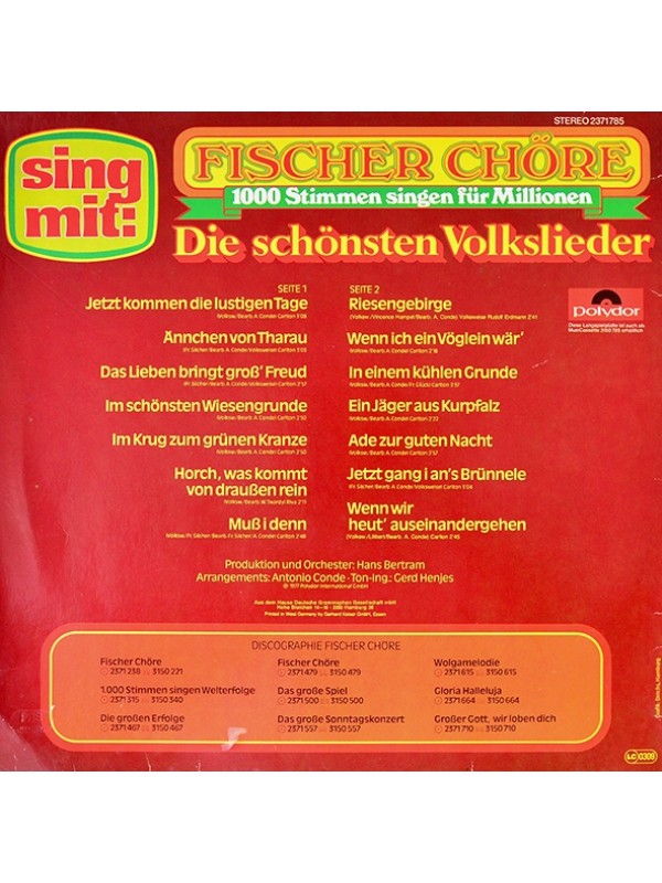 LP Fischer Chöre - Die Schönsten Volkslieder