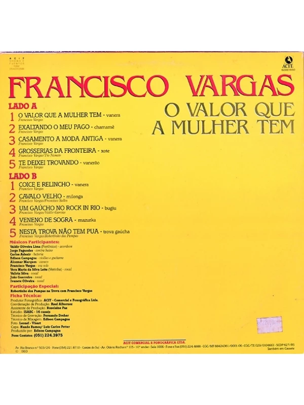 LP Francisco Vargas - O Valor que a mulher tem