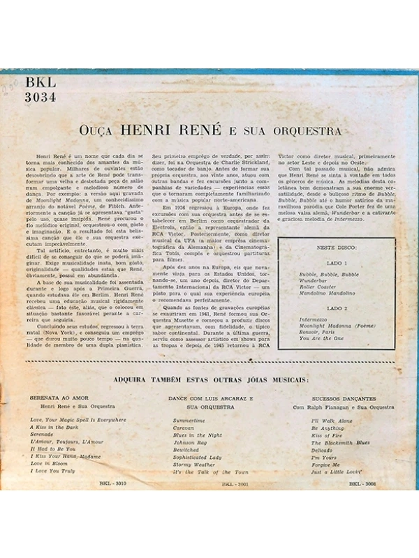 LP Ouça Henri René e sua orquestra