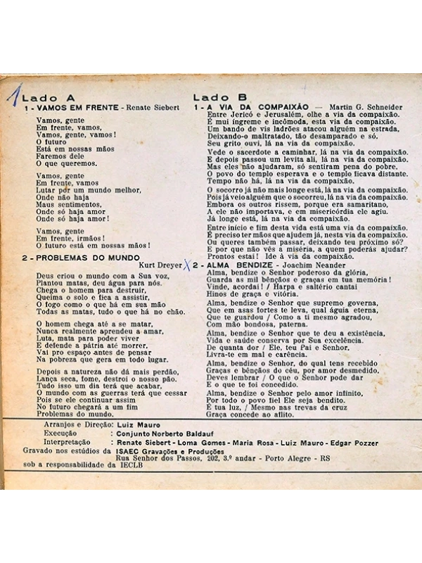 LP compacto Nossa fé-Nossa vida - participação