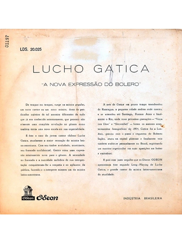 LP Canta Lucho Gatica - A Voz romântica das Américas