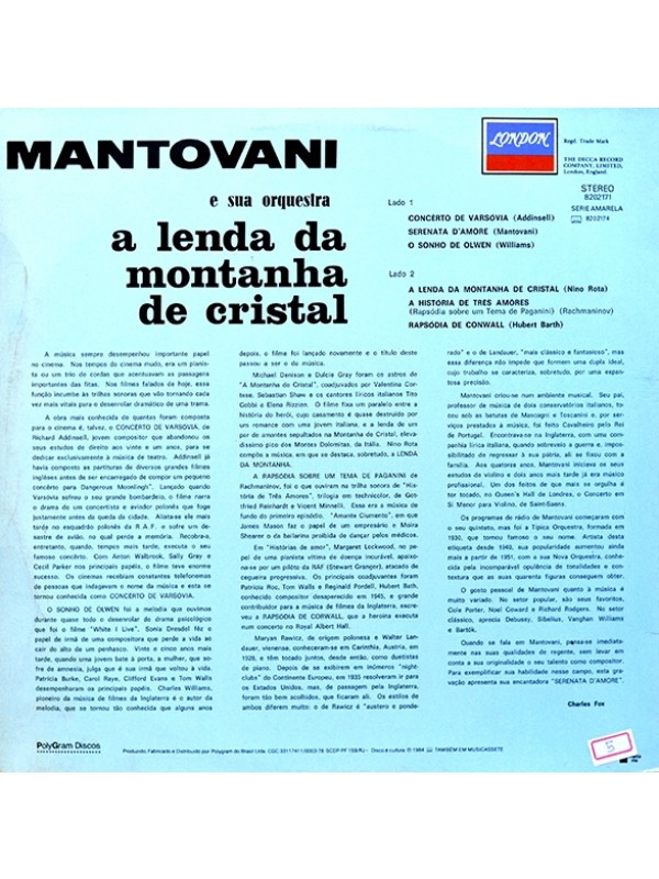 Lp Mantovani - A Lenda da montanha de cristal