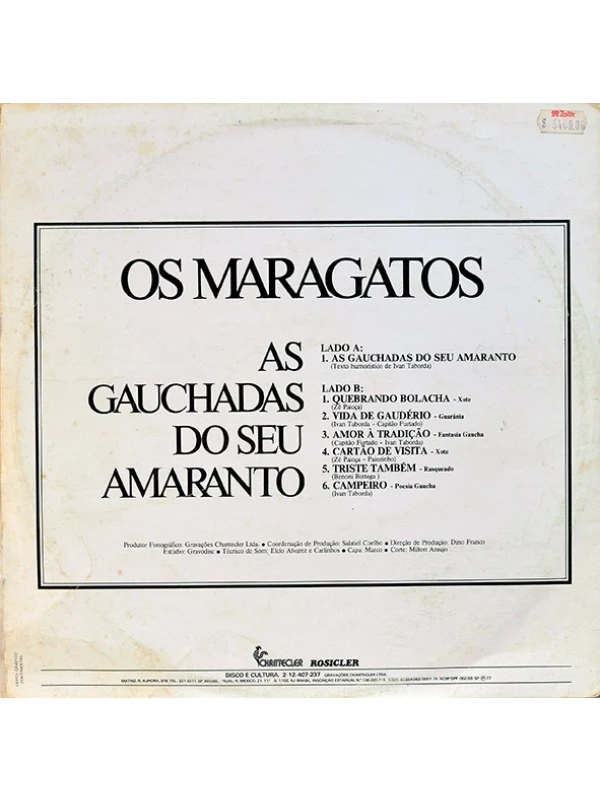 LP As Gauchadas do seu Amaranto - Os Maragatos