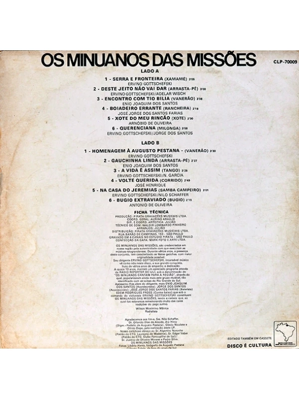LP Serra e fronteira - Os Minuanos das Missões