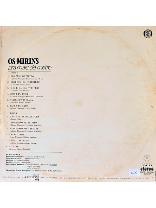 LP Pra mais de metro - Os Mirins