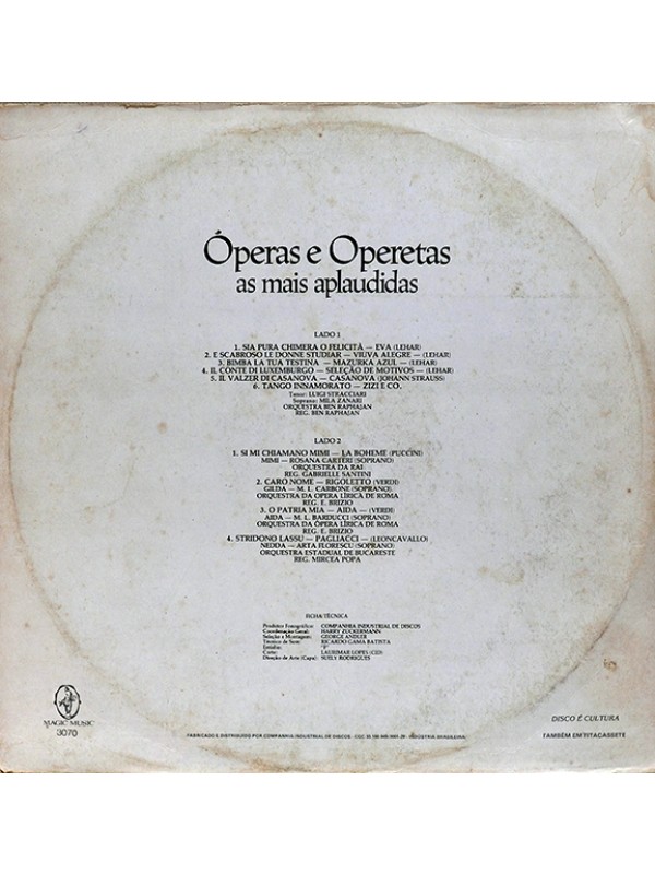 LP Óperas e operetas - as mais aplaudidas - Vol.2