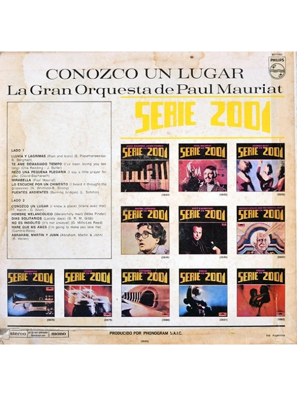 LP Paul Mauriat en serie 2001 - Conozco un lugar