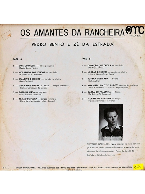 LP Pedro Bento e Zé da Estrada - Os Amantes da rancheira