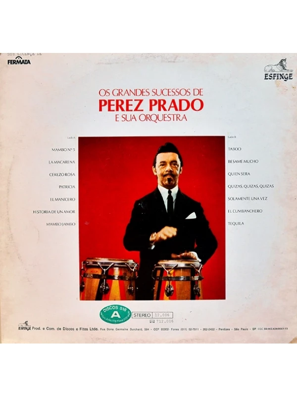 LP Os Grandes sucessos de Perez Prado e sua orquestra