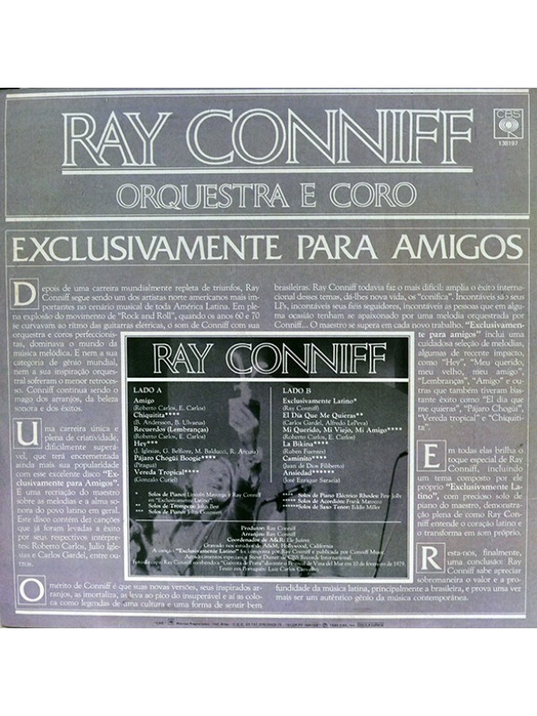 LP Ray Coniff - Exclusivamente para amigos