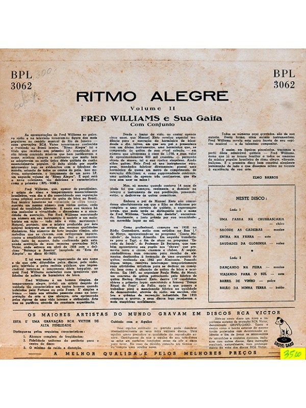 LP Ritmo alegre vol. II - Fred Willians e sua gaita