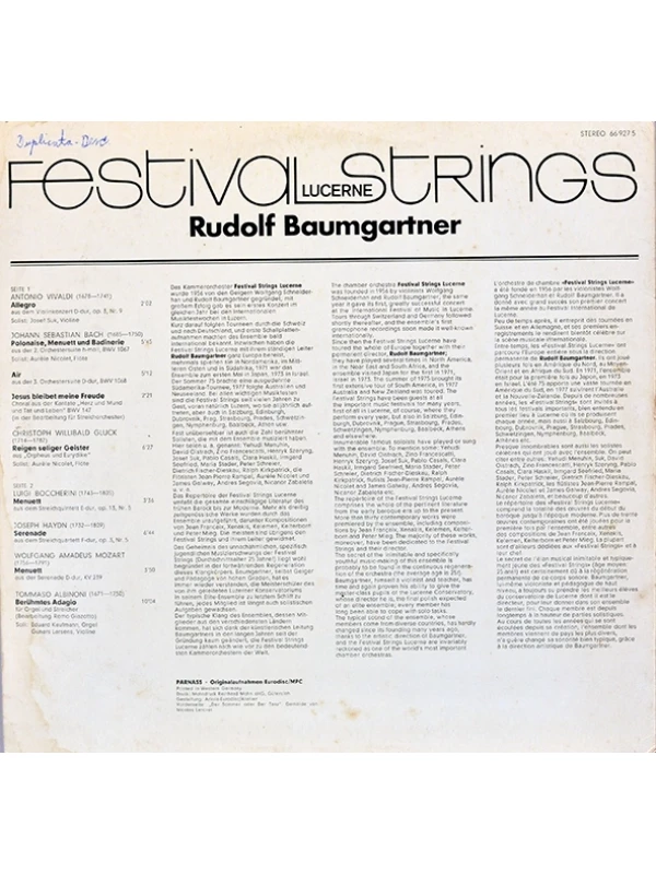 LP Festival Lucerne Strings - Rudolf Baumgartner
