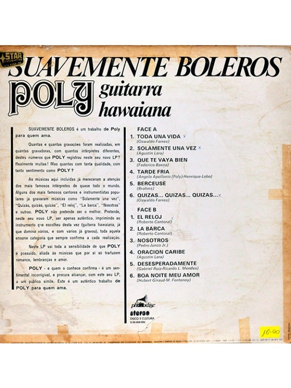 LP Suavemente boleros - Poly - Guitarra havaiana