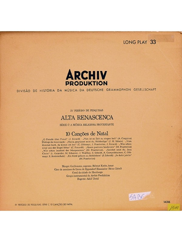 LP Archiv Produktion - Divisão da história da música da Deutsche Grammophon Gesellschaft