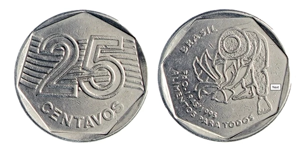 Moeda 25 centavos de real FAO 1995