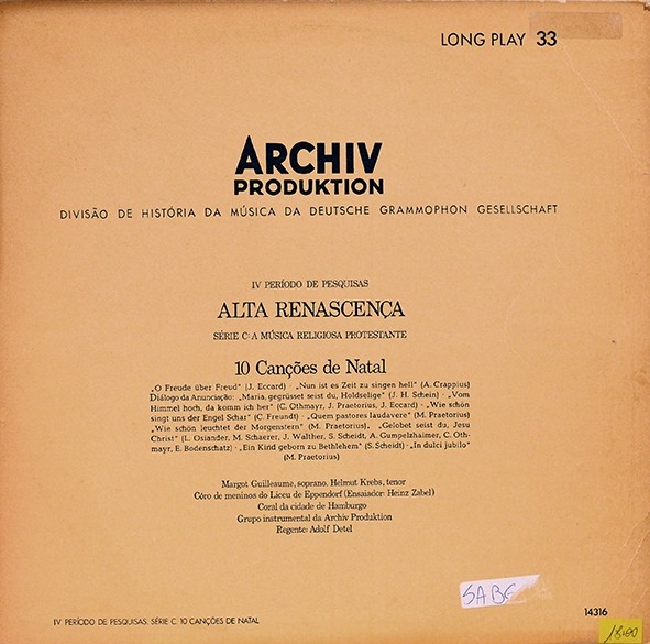 LP Archiv Produktion - Divisão da história da música da Deutsche Grammophon Gesellschaft